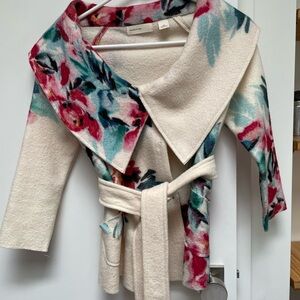 NWOT Anthropologie Sleeping On Snow Floral Wool Jacket PXS